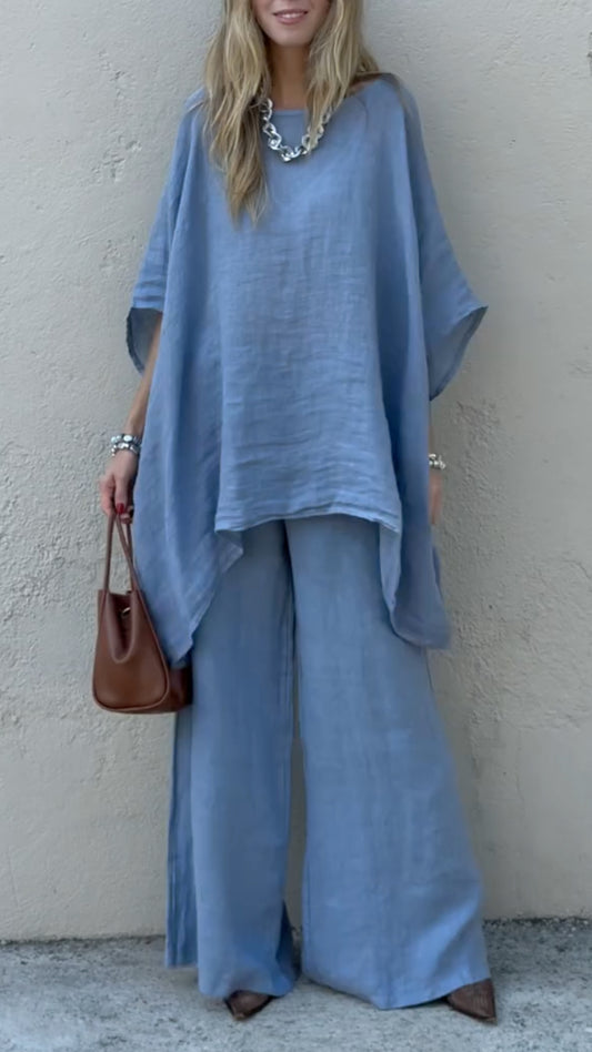 Dusty Blue Linen Oversized Co-Ord Set
