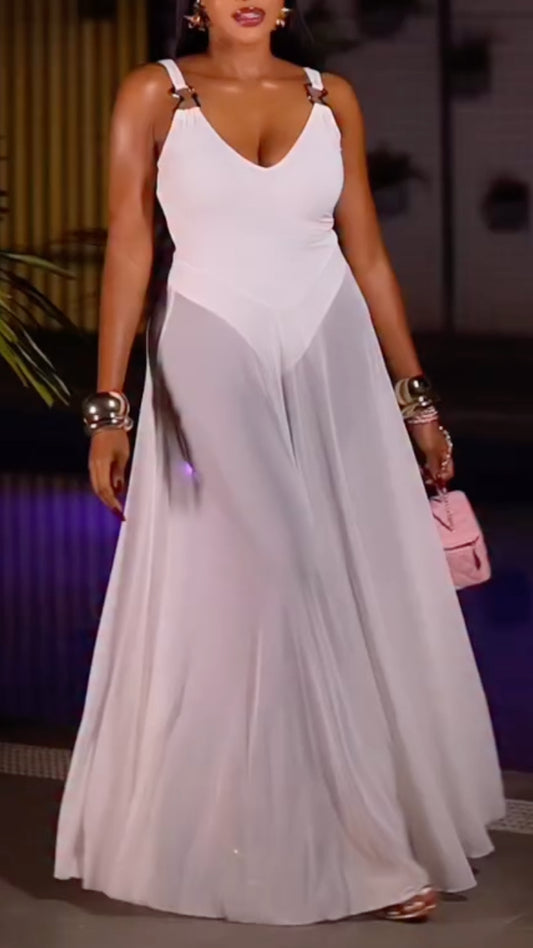 V Neck Sleeveless Bodycon Beach Dress