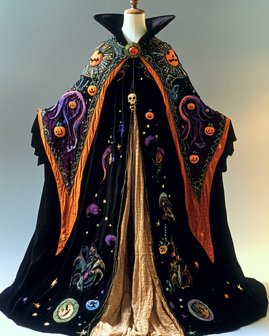 Halloween Theme Party Dark Loose Wide-Sleeved Cape cfb5