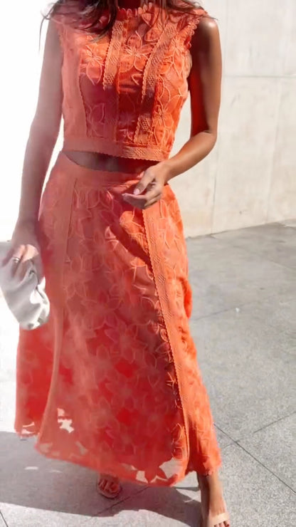 Lace Crop Top & Skirt Set