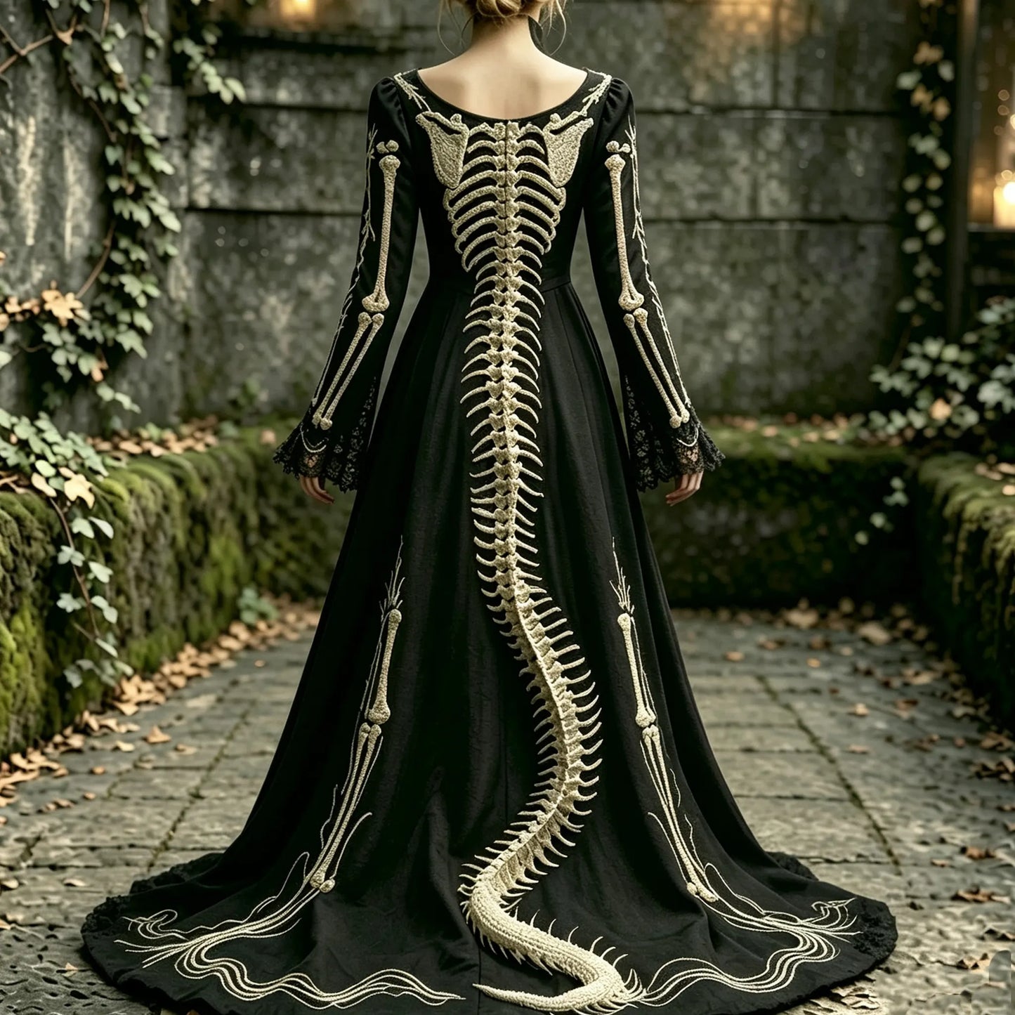 Women's Retro Human Anatomy And Snake Halloween Pattern Dress