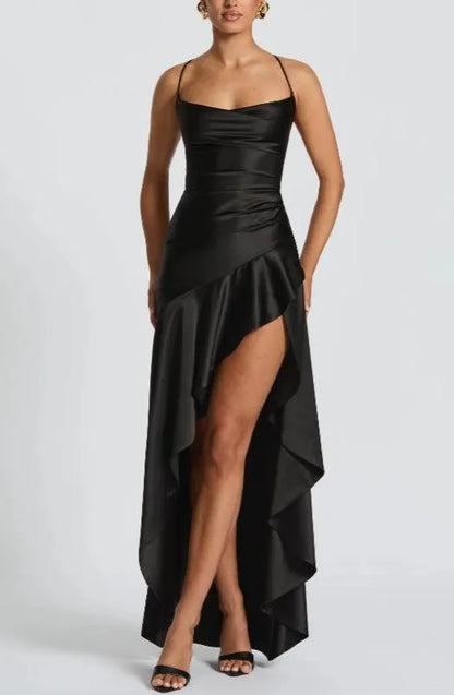 Halter Backless Ruffled Maxi Dress