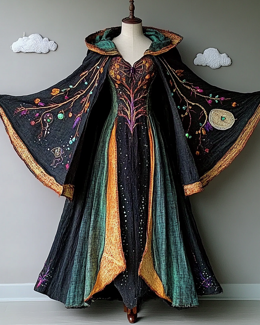 Halloween Theme Party Dark Loose Wide-Sleeved Cape Dress 5168