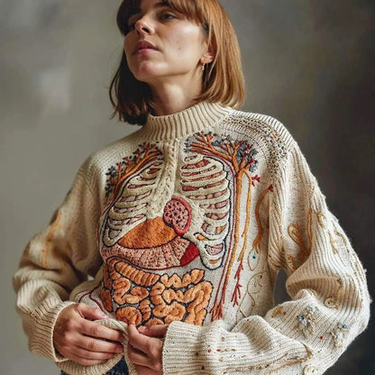 Classic Halloween Anatomy Art Chunky Knitted Sweater