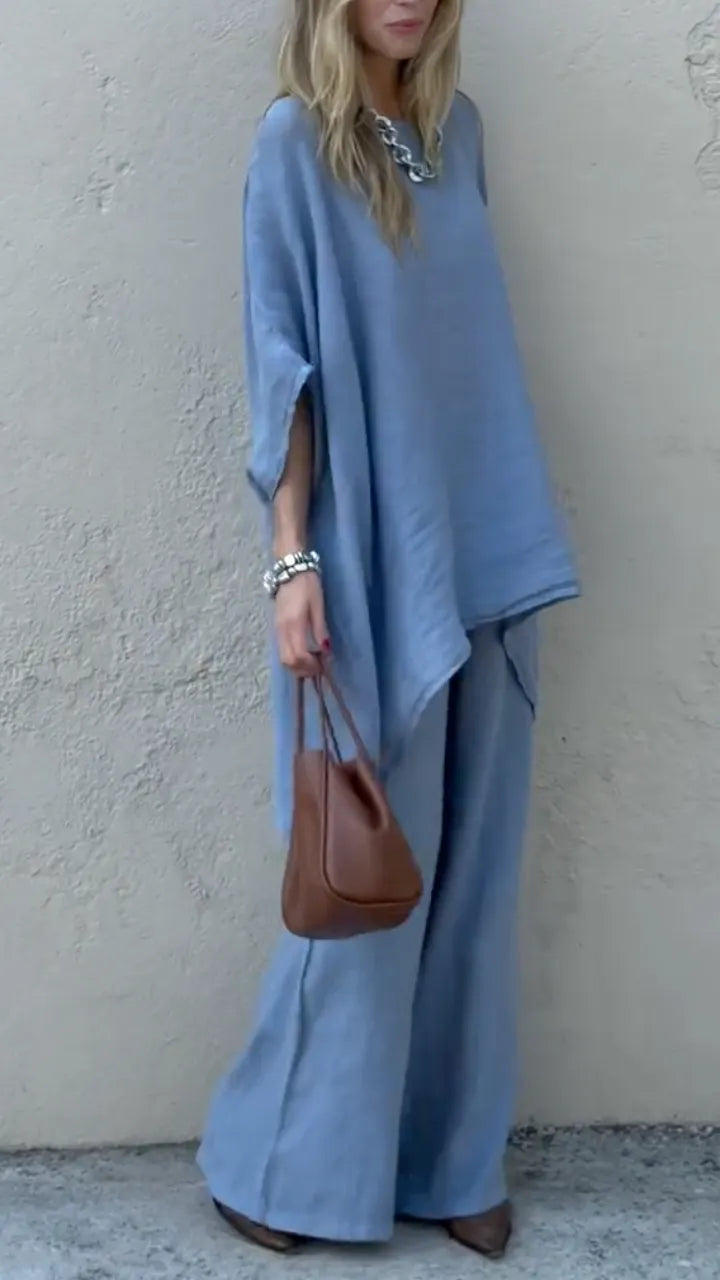 Dusty Blue Linen Oversized Co-Ord Set