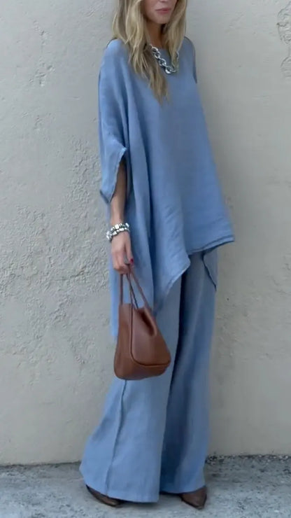 Dusty Blue Linen Oversized Co-Ord Set