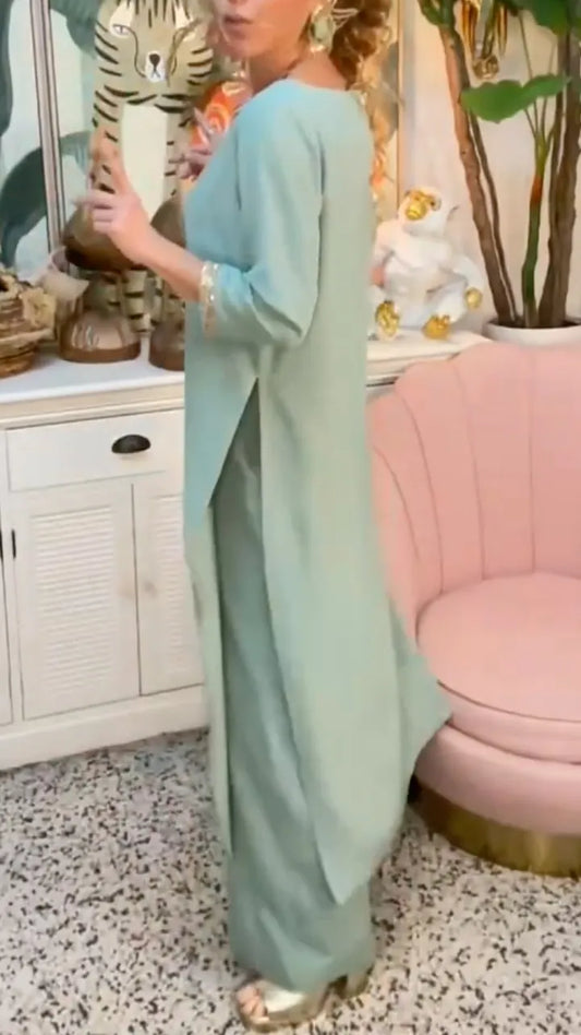 Mint Green Asymmetric Draped Co-Ord Set