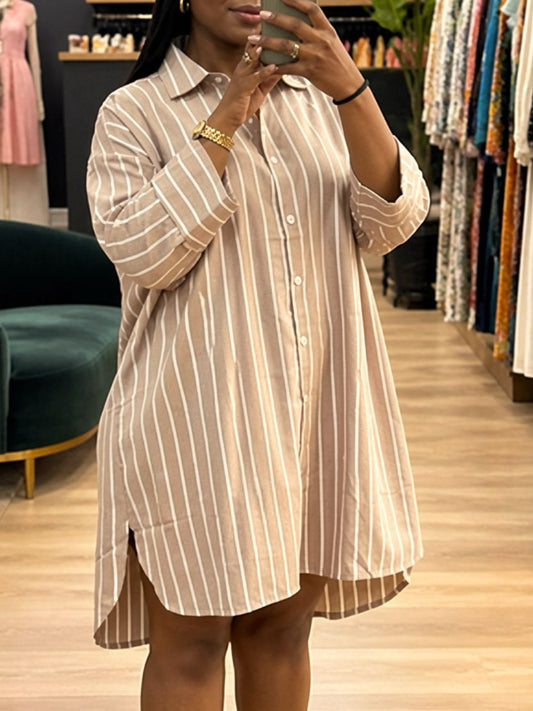 Stripe Oversized Shirt Mini Dress