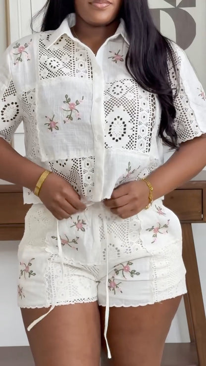Embroidered Eyelet Co-Ord Set