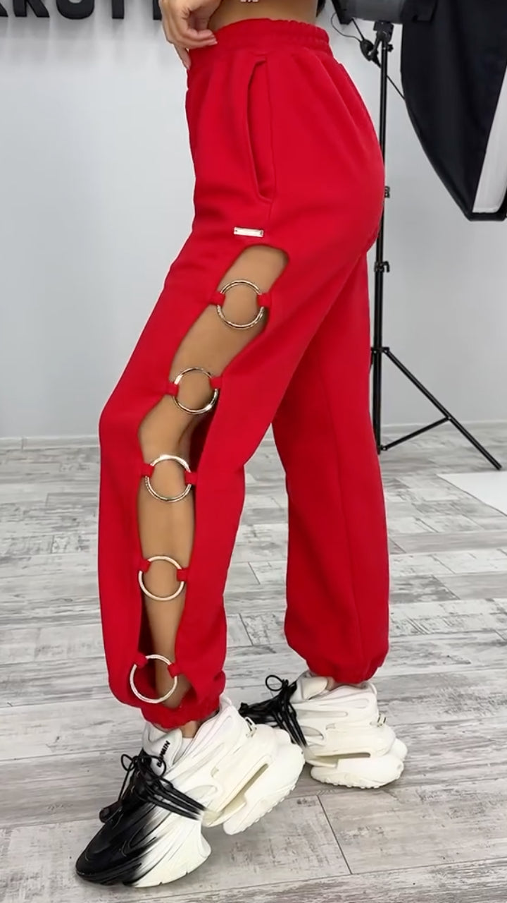 Ring Cutout Jogger Pants