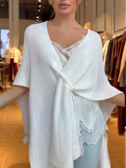 Knit Twist‑Front Cape Top