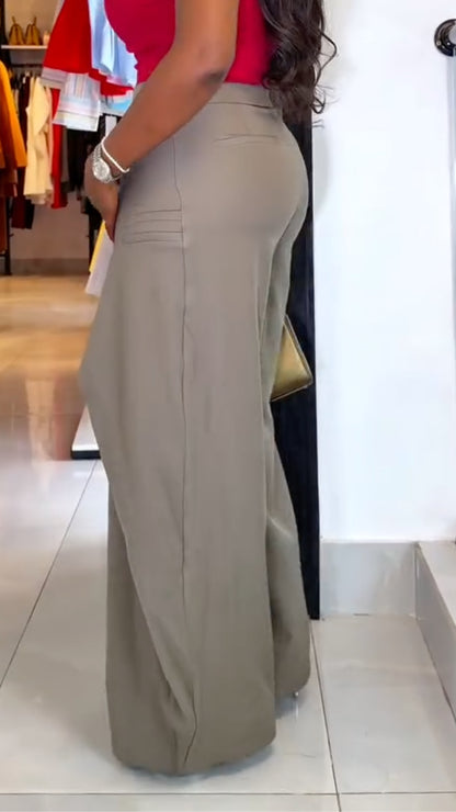 Crossover Wrap Skirt Effect Wide Leg Trousers