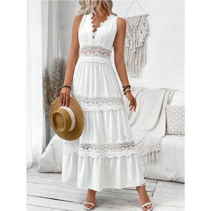 Women's Lace-Paneled V-Neck Sleeveless Dress