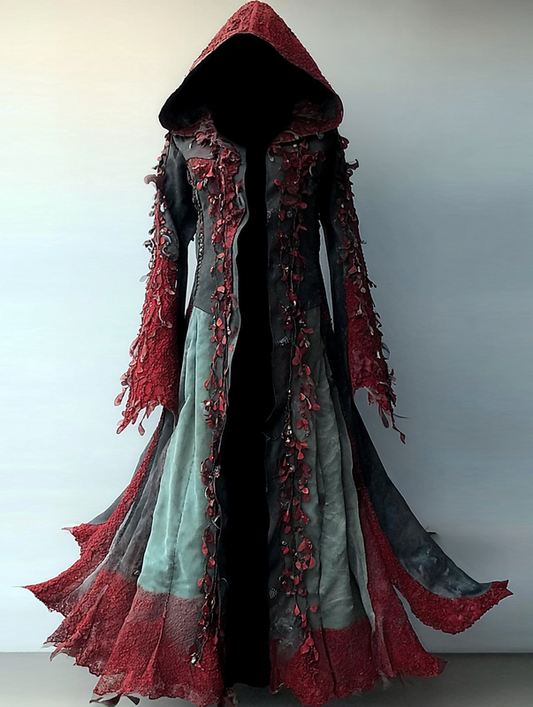 Women's Halloween exaggerated contrasting color cape dress 27e7
