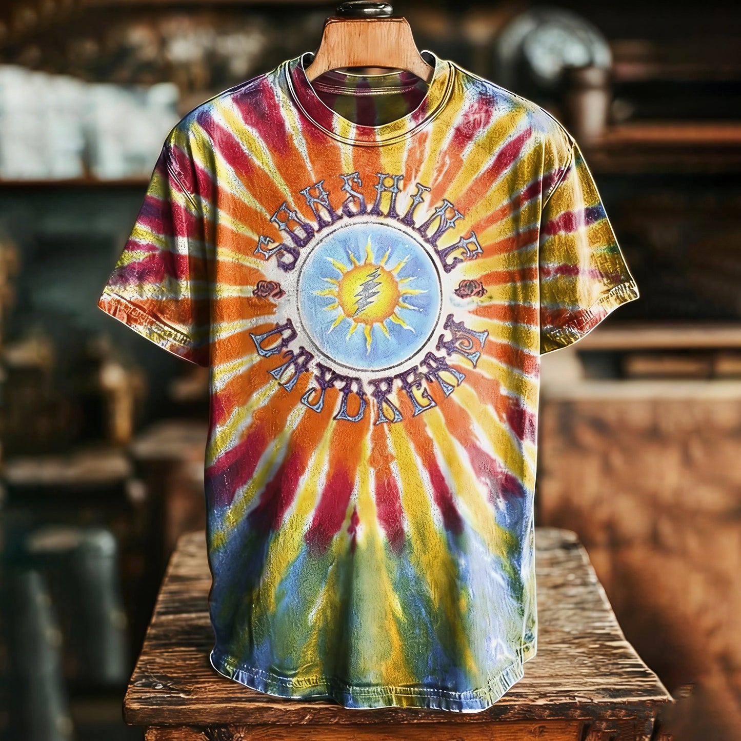 Hippie Tie Dye Art Print Casual Loose Short Sleeve T-shirt