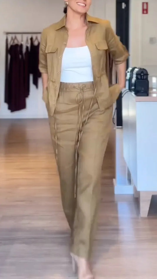 Khaki Linen Utility Set