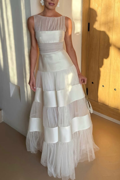 Women's Off-the-Shoulder Paneled Elegant Evening Dress