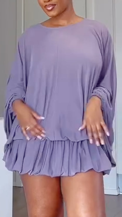 Lavender Oversized Ruffle Mini Dress