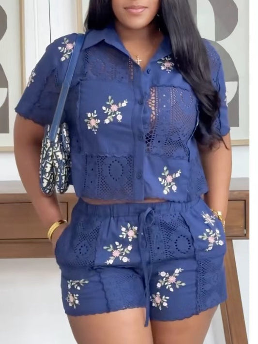 Embroidered Eyelet Co-Ord Set