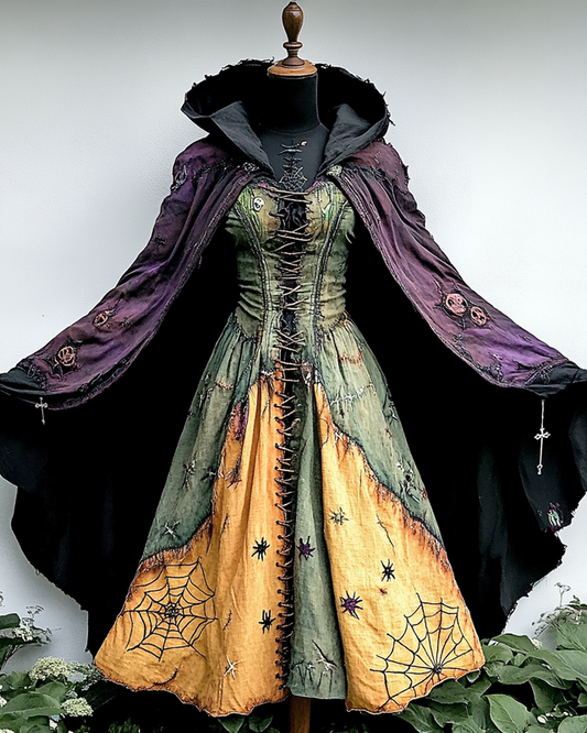 Women's Halloween Bat Wing Sleeve Contrast Color Exaggerated Cape 4a4e