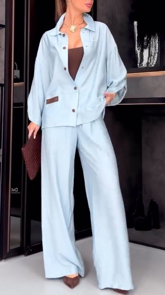 Light Blue Oversized Denim Co‑Ord Set