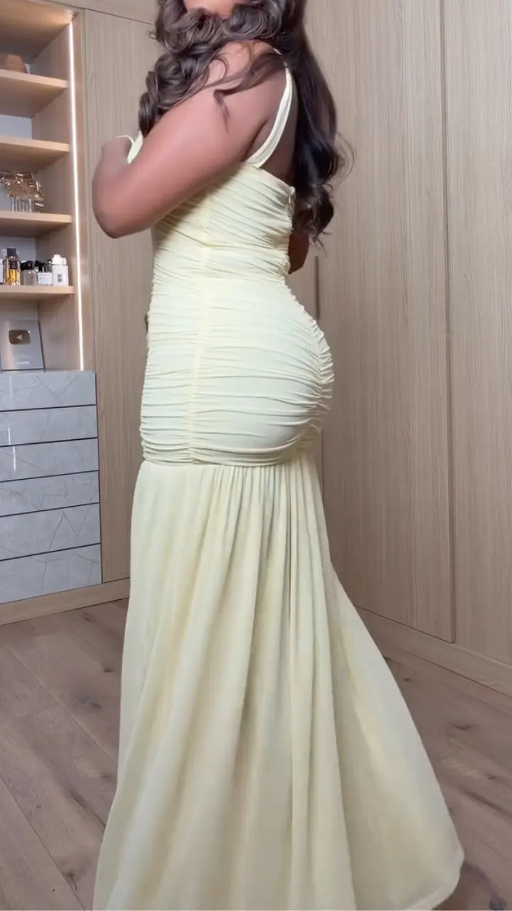 Ruched Spaghetti Strap Maxi Dress