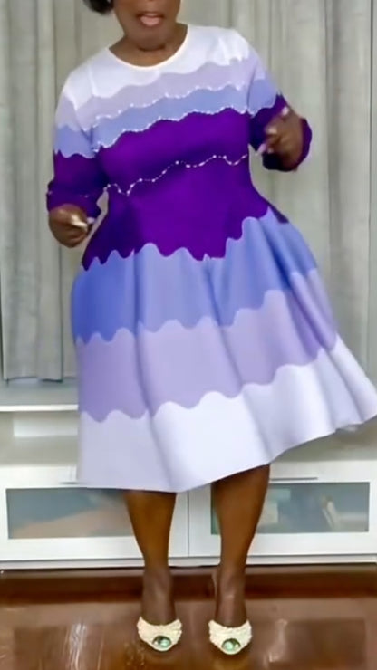 Color Block Ruffled Midi Dress