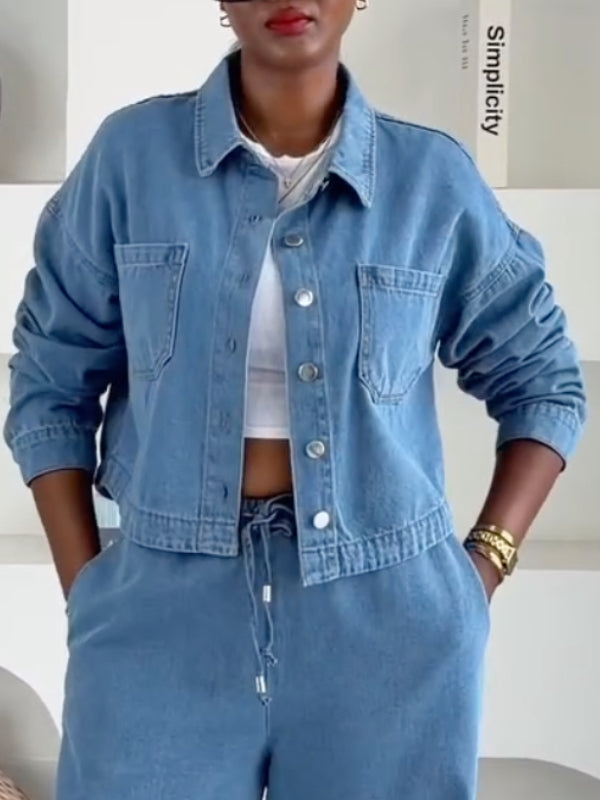 Light Blue Denim Two-Piece Set