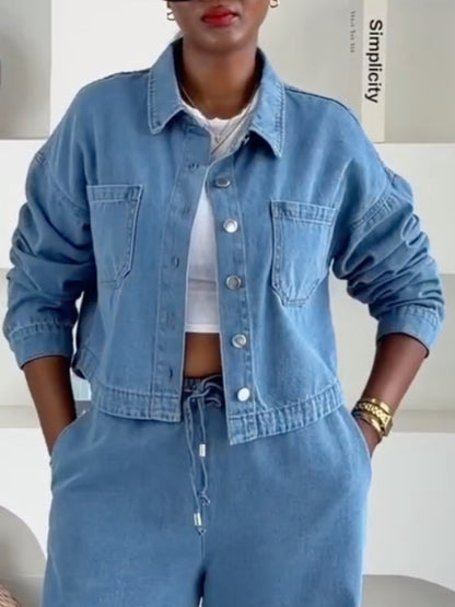 Light Blue Denim Two-Piece Set