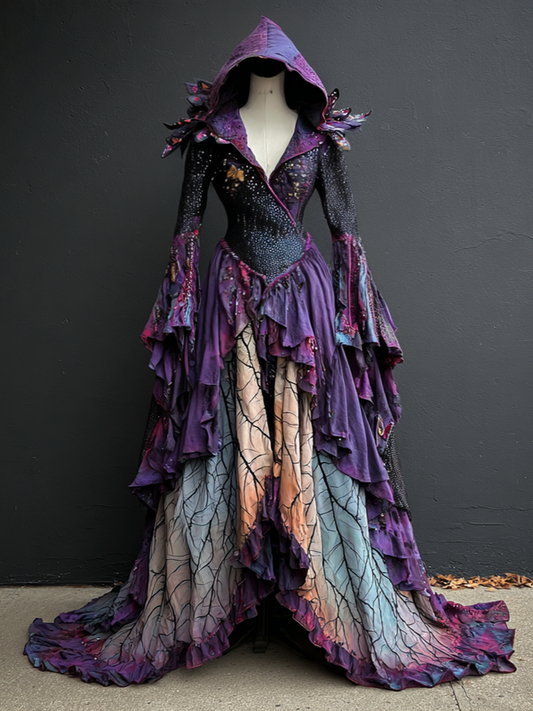Women's Gorgeous Original Contrast Cape Dress 929e