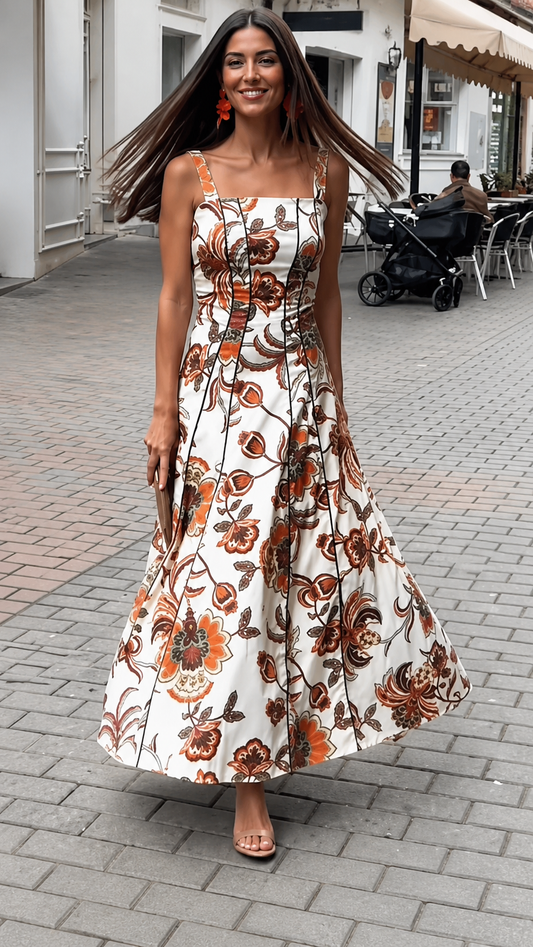 Floral Print Strapless Maxi Dress
