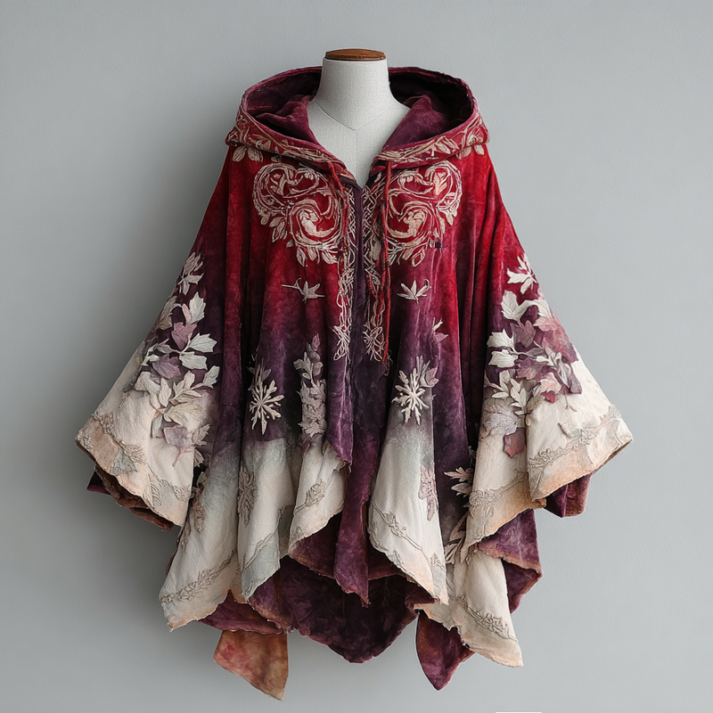 Women's Christmas Contrast Hooded Cape Top 8191