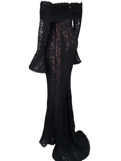 Lace Off-Shoulder Maxi Dress