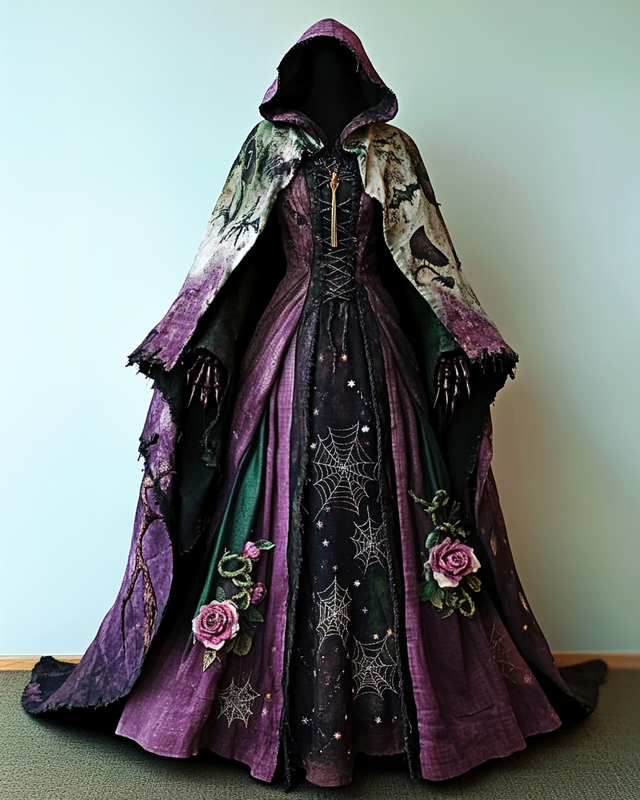 Women's Halloween Bat Wing Sleeve Contrast Color Exaggerated Cape fb83