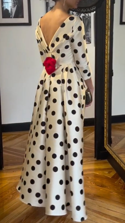 Black Polka Dot Satin Dress