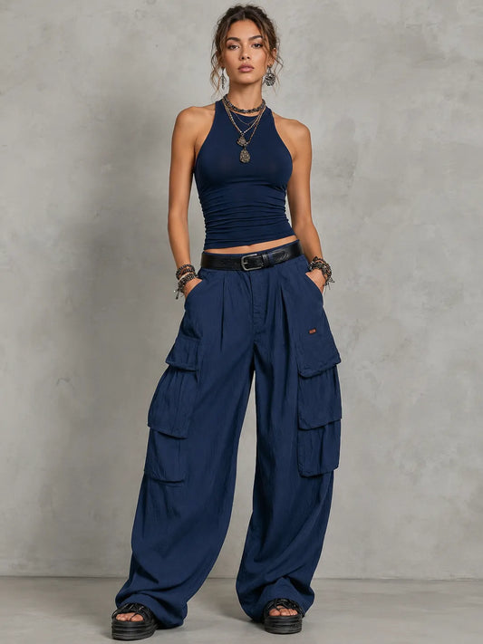 Casual & Cozy Cotton Vest and Cargo Pants Two-Piece Set