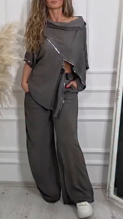 Zip Top & Loose Pants Co-Ord Set