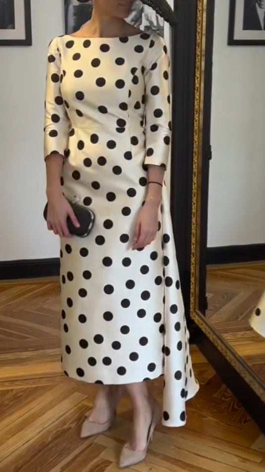 Black Polka Dot Satin Dress
